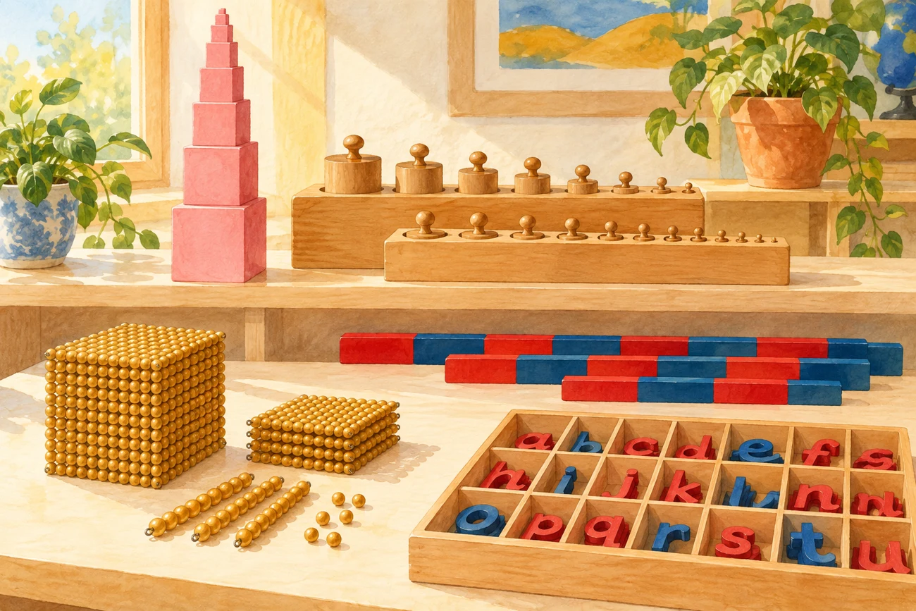 Illustration of Montessori learning materials